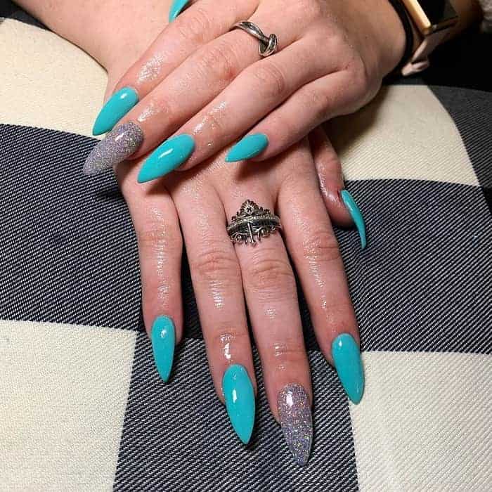 Tiffany Blue Stiletto Nails