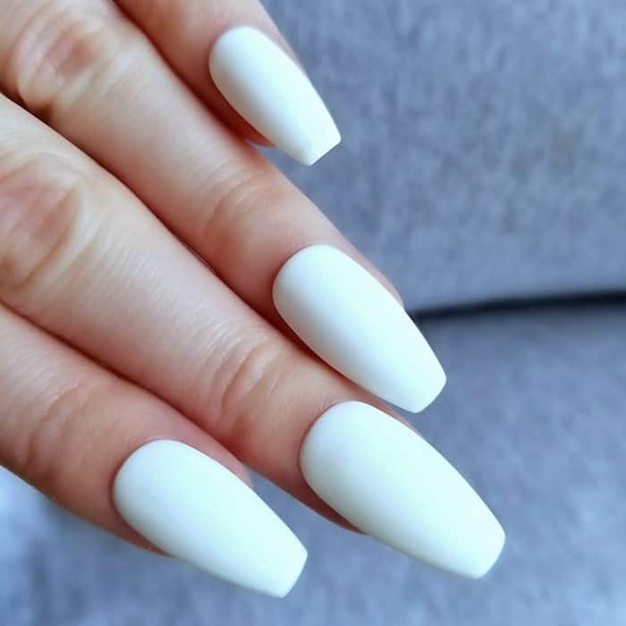 white matte coffin nails