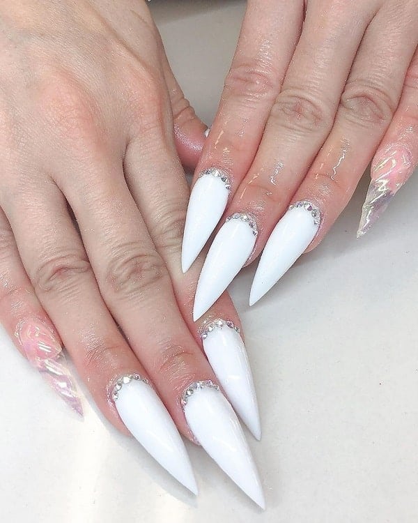 White Pointy Nails