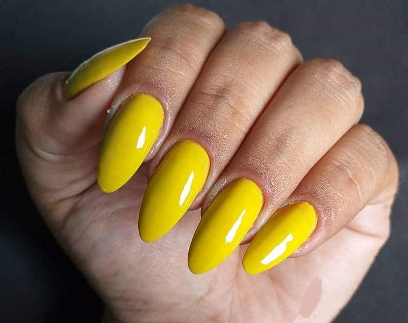 yellow almond nails