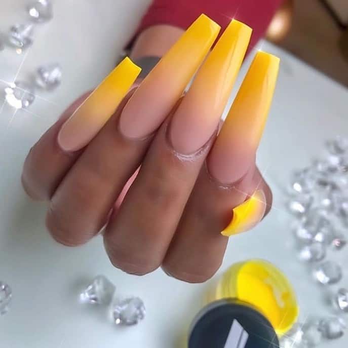 yellow ombre nails