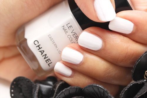 Pure white nail design for light and pale skin