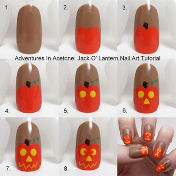 pumpkin nail art tutorial