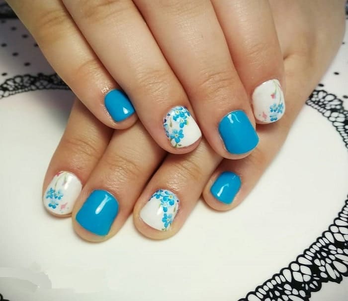 Light Blue Flower Nail Designs