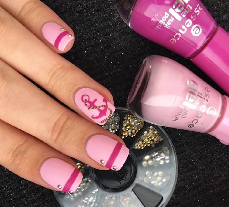 nautical pink nail designs