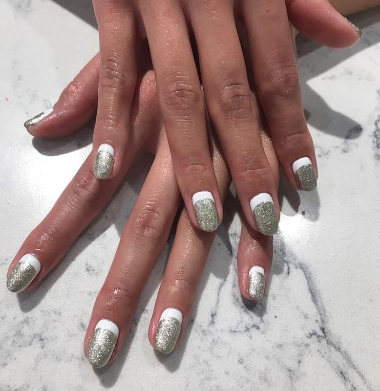 silver reverse french manicure