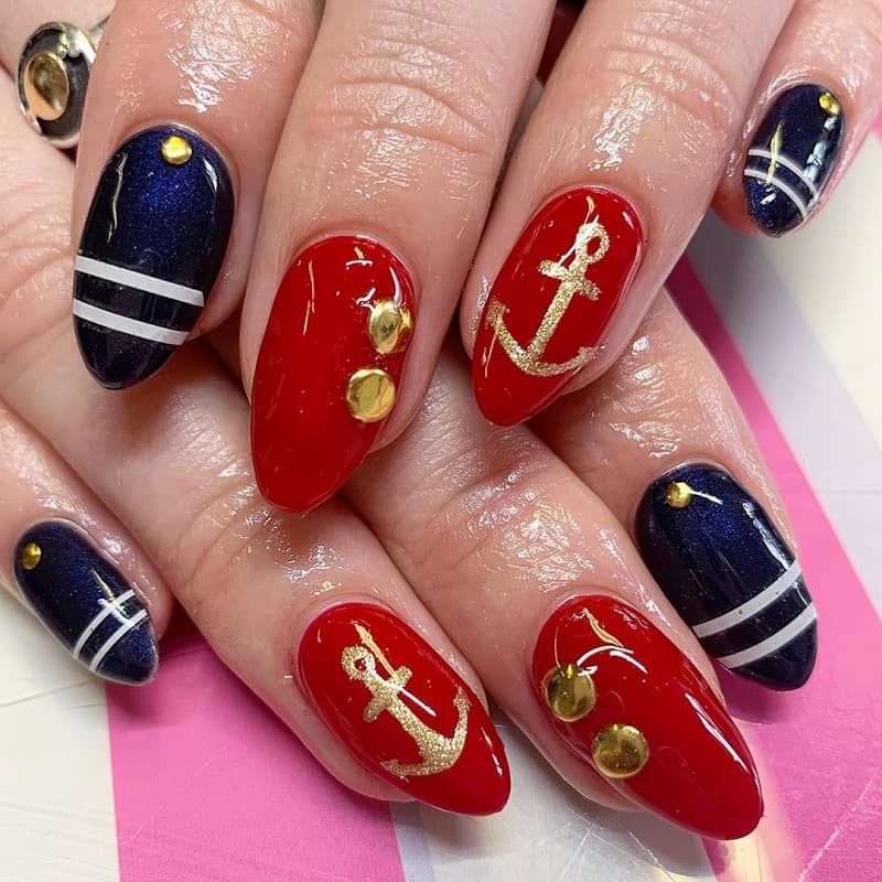 nautical acrylic nail designs