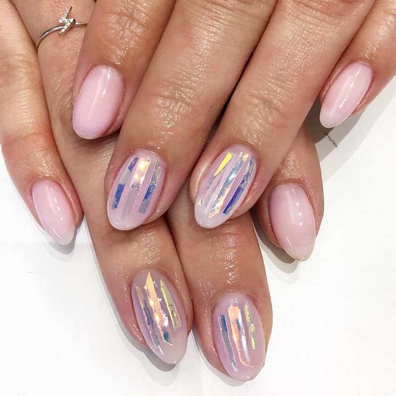 shattered glass pink nail