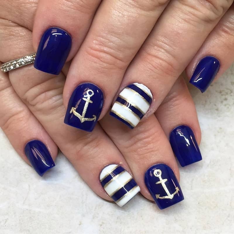 nautical gel nail design