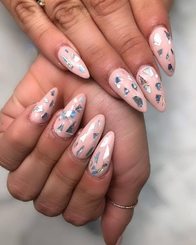 shattered glass foil nail art