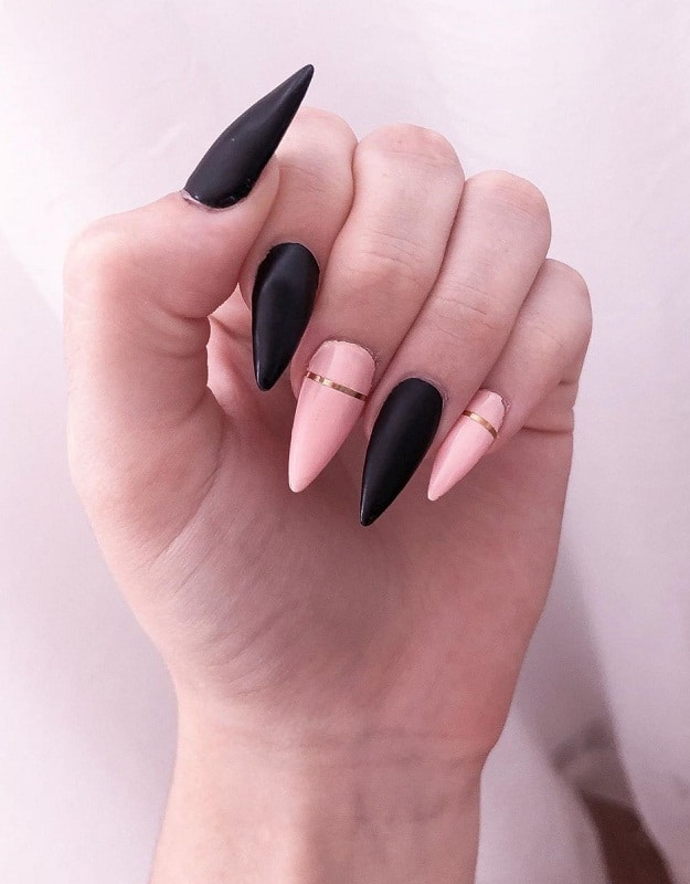 black and pink gothic nail designs