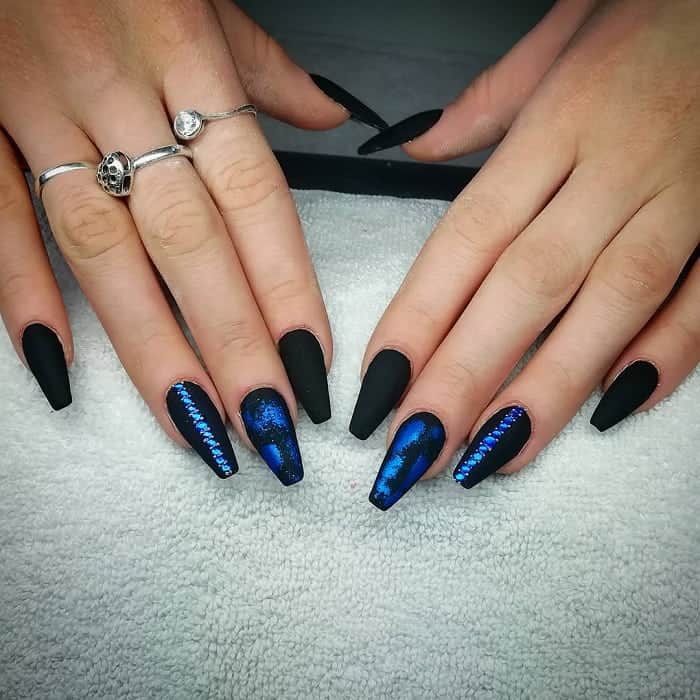 25 Most Delightful Black And Blue Nail Designs Naildesigncode