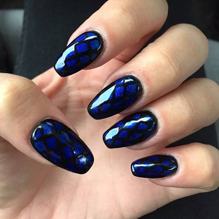Black And Blue Gel Nails