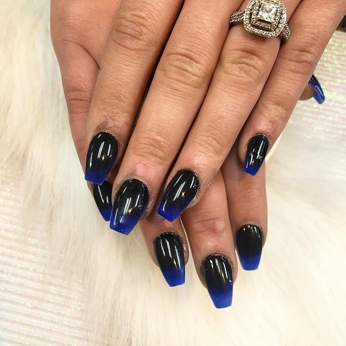 Black to Blue Ombre Nails