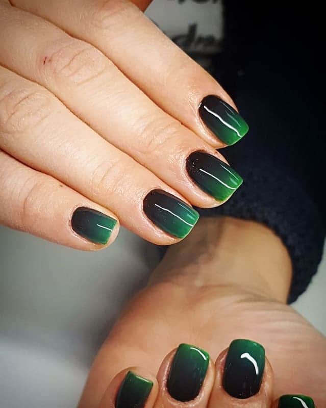 Black and Green Ombre Nails  