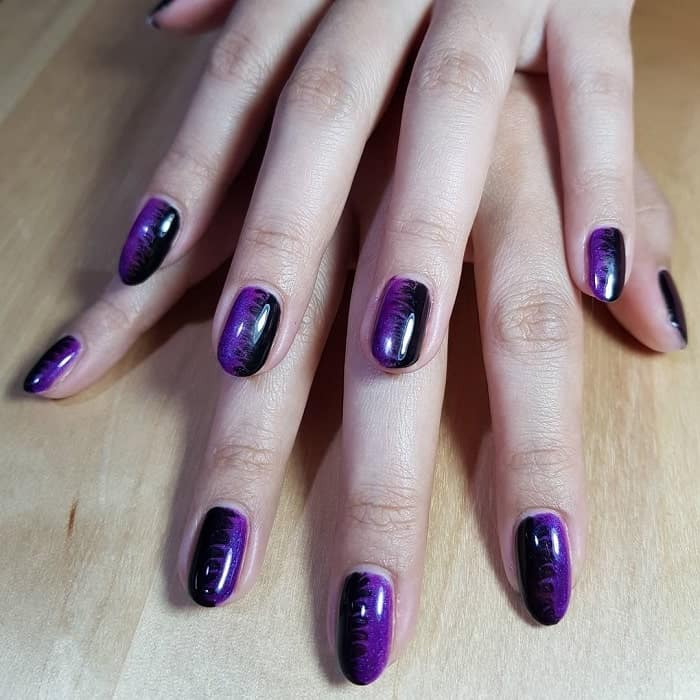 black and purple acrylic nails 