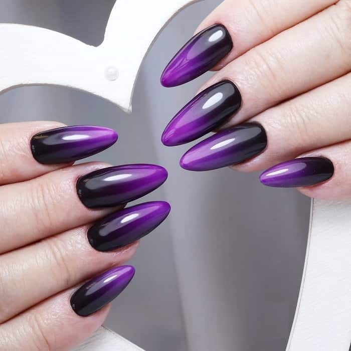 Black And Purple Acrylic Nails
