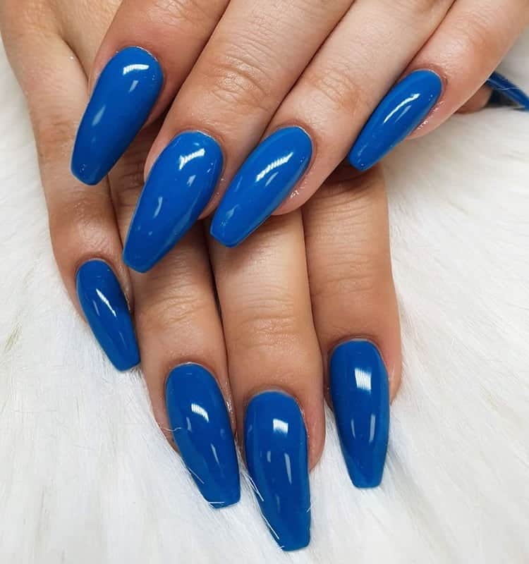 blue acrylic coffin nails