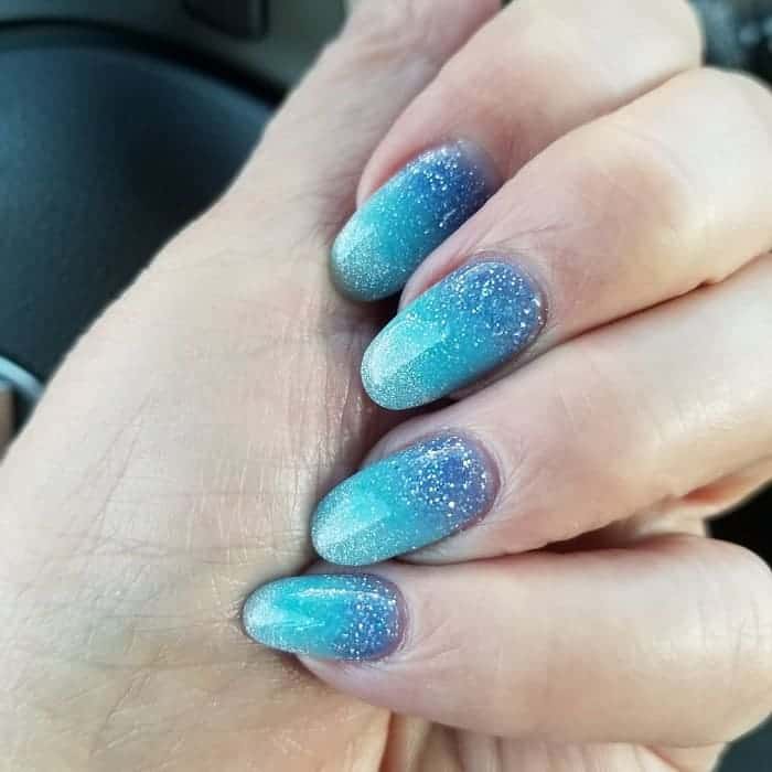 Blue Acrylic Nails with Glitter