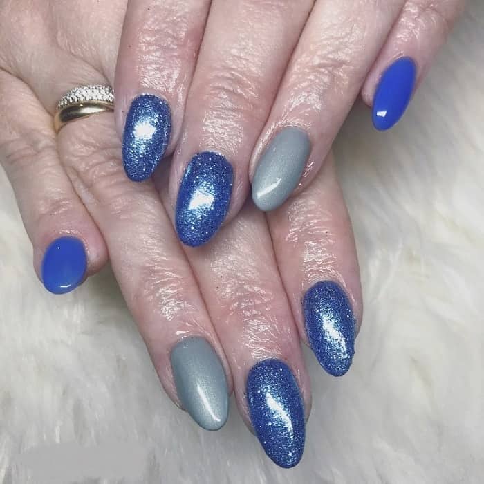 blue and grey nails