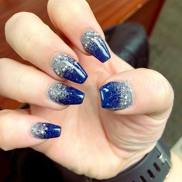 blue and silver wedding nails 