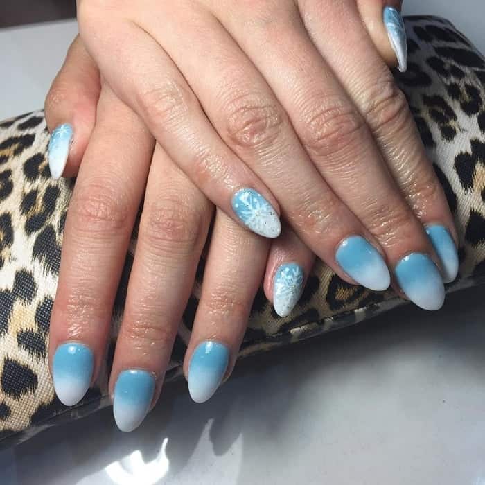 Blue And White Ombre Nail Design