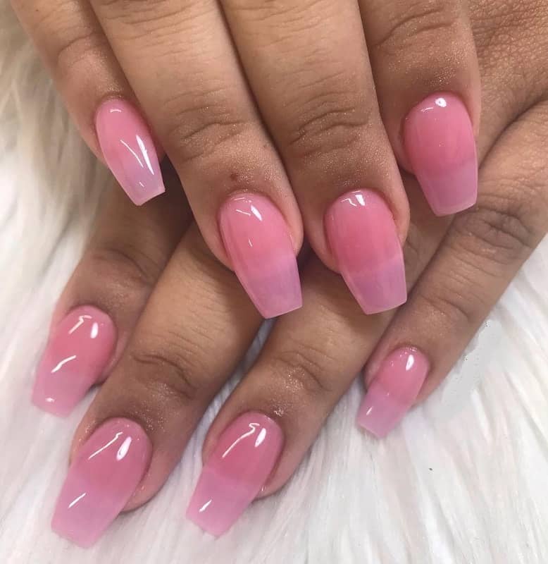 Clear Pink Coffin Shaped Nails