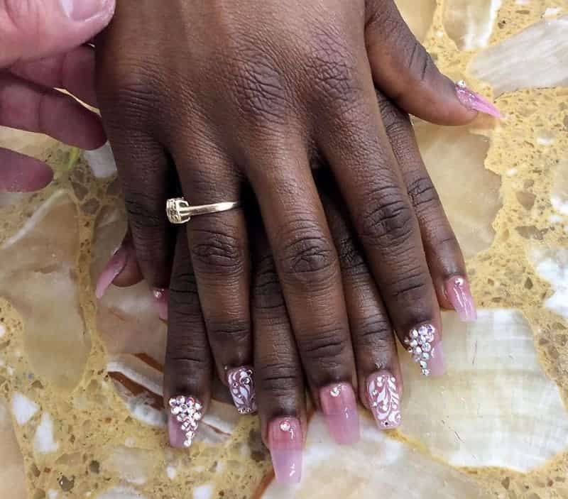 Clear Pink Nails on Dark Skin