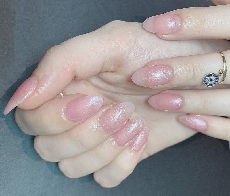 Clear Pink Oval Nails