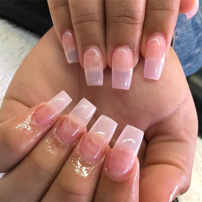  Square Clear Pink Nails