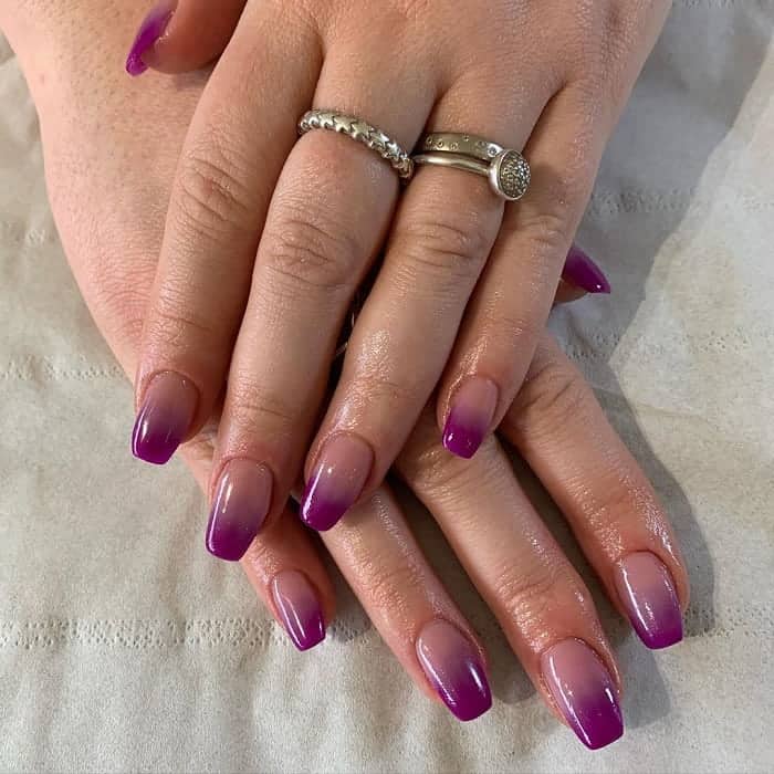 coffin shaped purple ombre nails