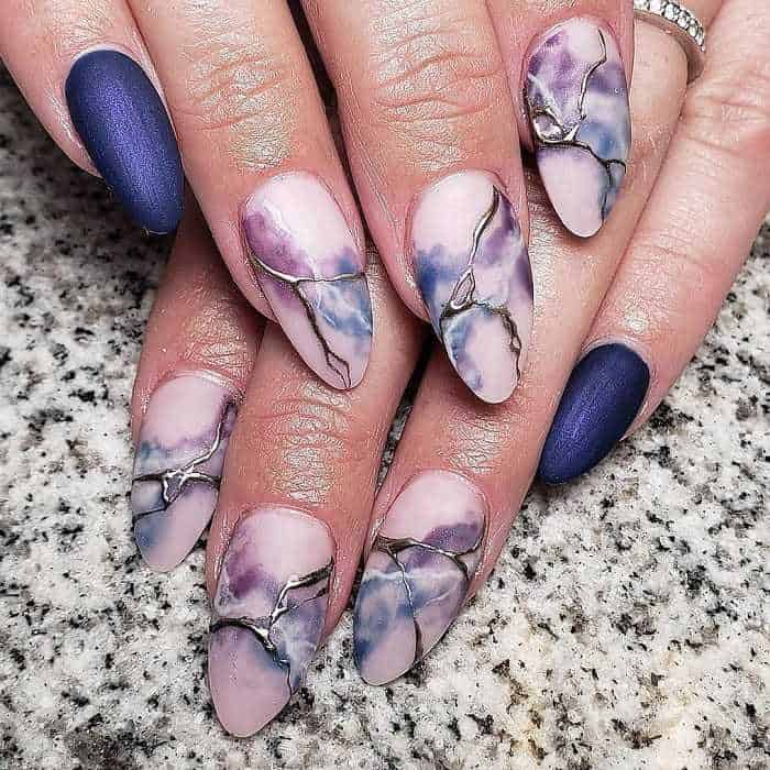 colorful marble nails 