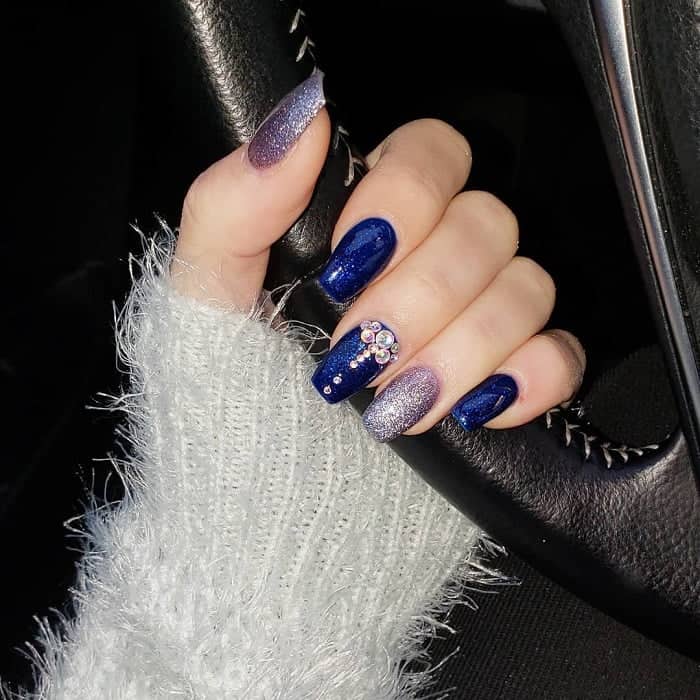 dark blue with silver nails