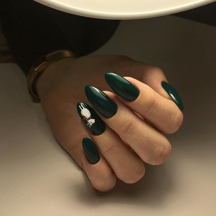 Dark Green Gel Nails