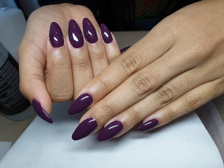 Dark Purple Acrylic Nails