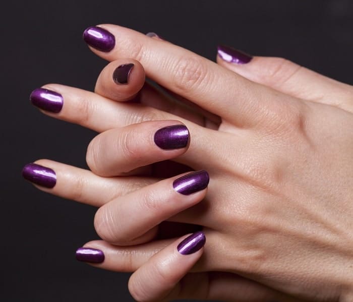 Dark Purple Metallic Nails