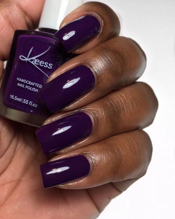 Dark Purple Nails on Dark Skin
