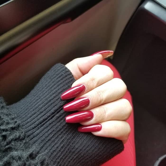 Dark Red Coffin Nails