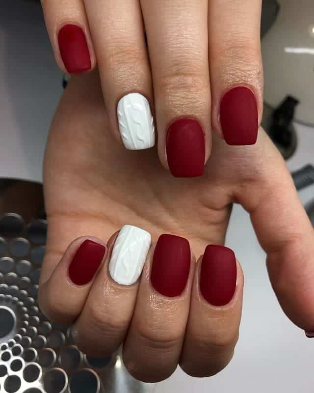 dark red matte nails