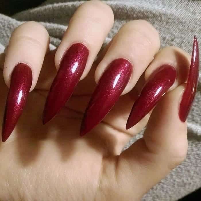 dark red stiletto nails