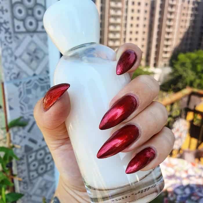 dark red stiletto nails