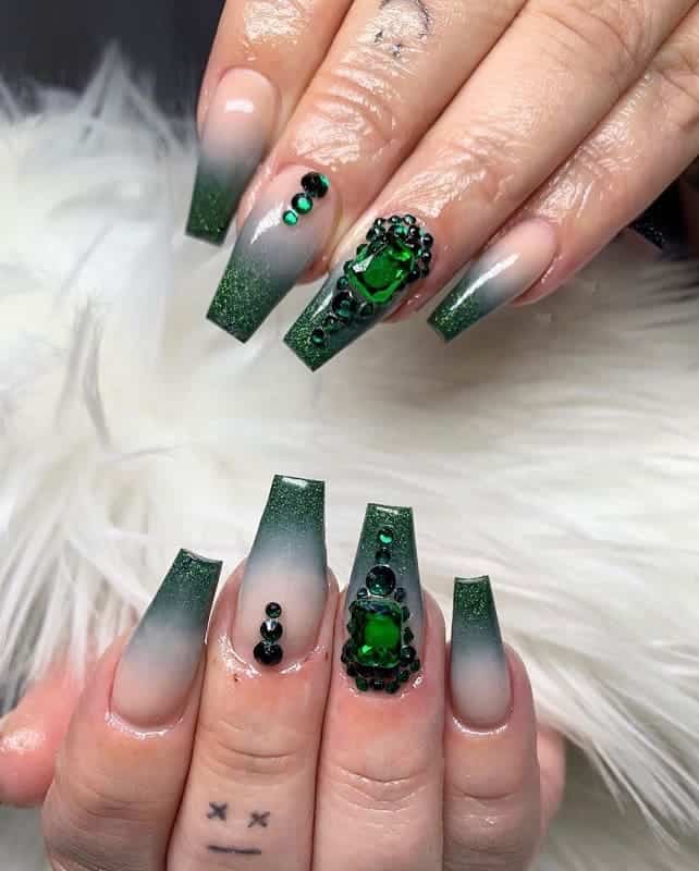 Forest Green Ombre Nails