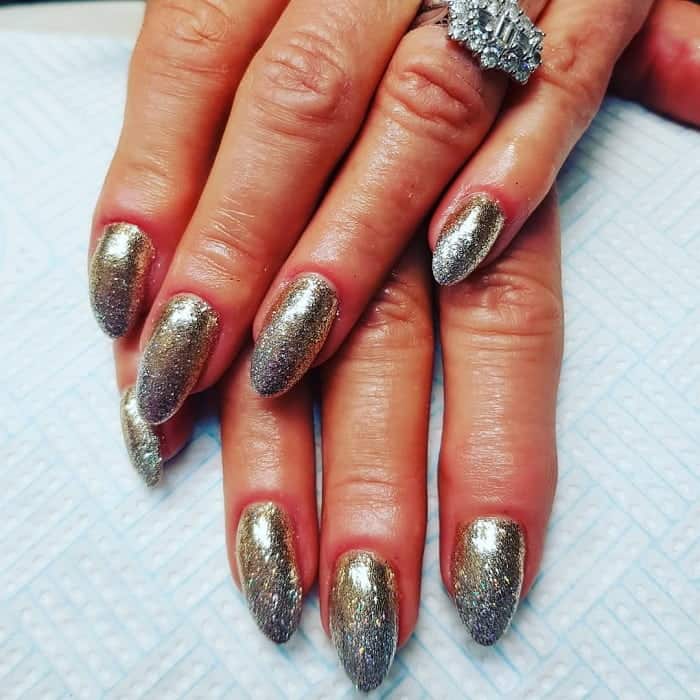 Gold Silver Glitter Nail Design