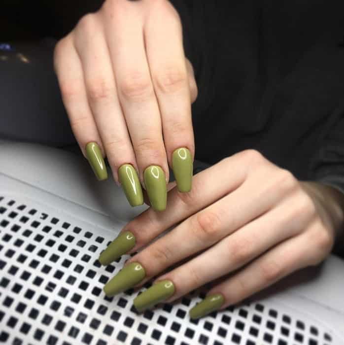 green acrylic coffin nails