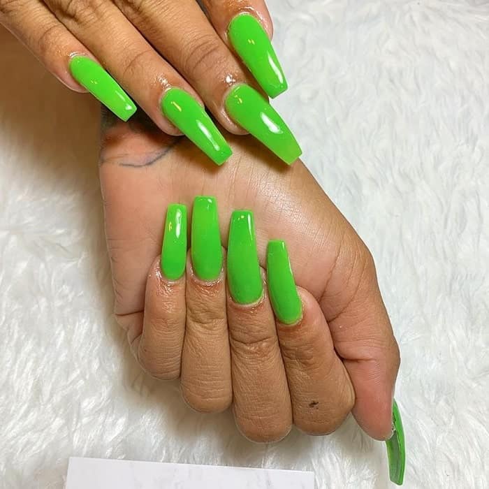 green acrylic coffin nails