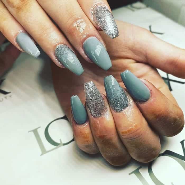 grey and silver nails