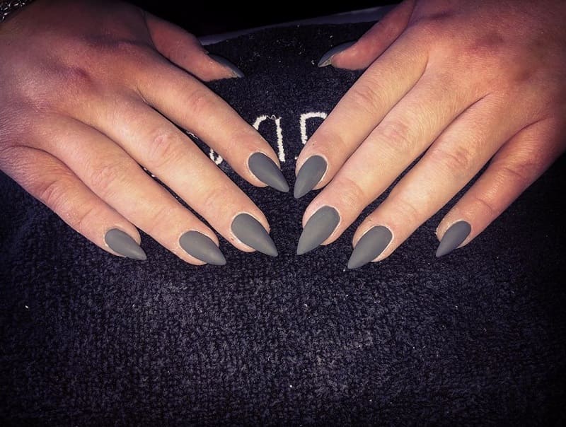 grey stiletto nails