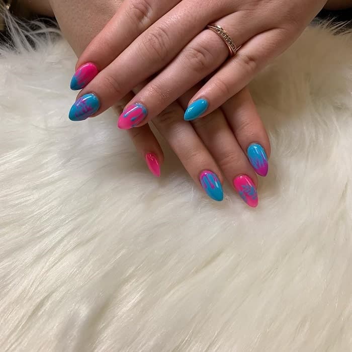 Hot Pink And Blue Nails