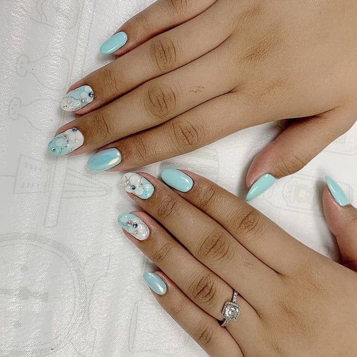 light blue acrylic nails long