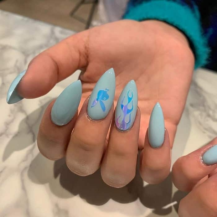 Light Blue Stiletto Nails